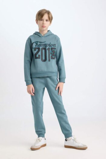 Boys' 2-Piece Set with Hooded Printed Sweatshirt and Elastic Waistband Sweatpants
