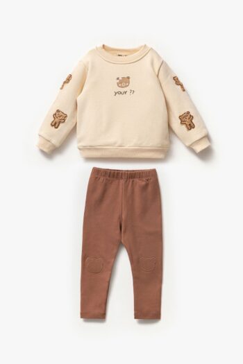 Teddy Bear Appliqué Cotton Sweatshirt and Spanish Leggings Set for Girls