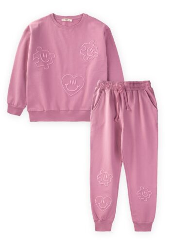 Embroidered Sweatshirt Set for Ages 9-14 in Dusty Pink