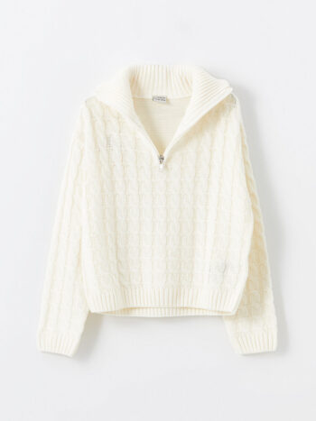 LCW Kids                                              Cream Colored Polo Collar Girls' Knit Sweater