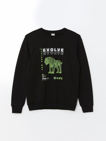 LCW Kids New Black Crew Neck Boys' Sweatshirt