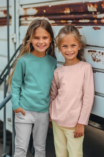 Powder-Mint 2-Piece Girls' Cotton Knit T-Shirt Set TKDAW25TS00000