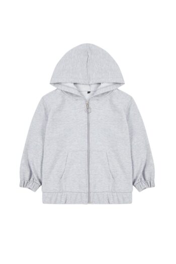 Gray Melange Unisex Hooded Zippered Knit Cardigan TKDAW25HI00001