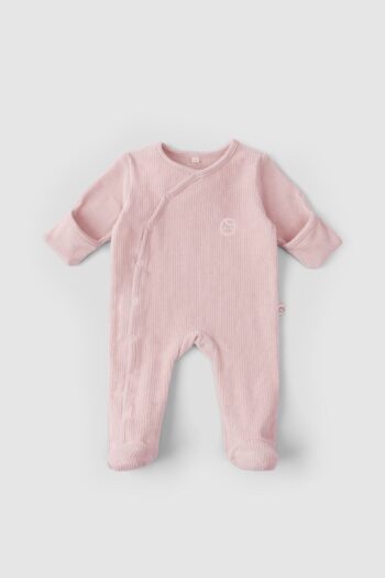 Little Gusto Pink Velvet Baby Romper with Gloves and Feet