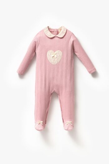 Minipodyum Long Sleeve 100% Cotton Baby Collar Gift Girls' Footed Romper 3-9 Months