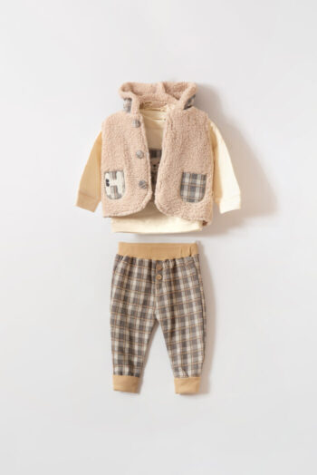 3-Piece Baby Boy Set with Lamb Vest