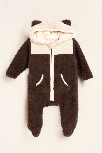 LUESS Unisex Baby Plush Jumpsuit with Ear Details (3 Months - 1 Year)