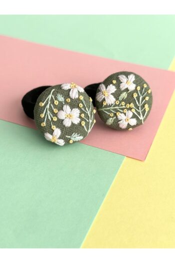 Kudra Flower Embroidered Elastic Hair Tie Set