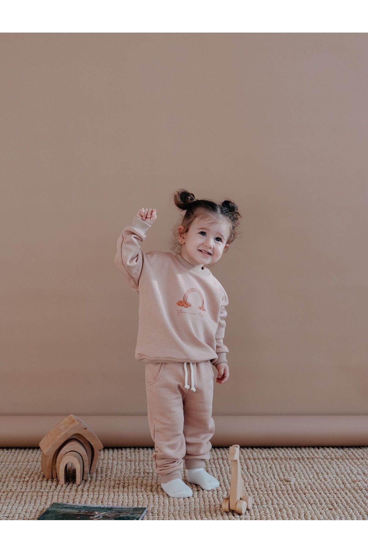 Lollie Baby&Kids Baby & Child Tracksuit Set, Printed 100% Cotton - Salmon