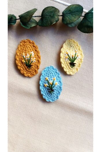 D&D CONCEPT Flower Embroidered Gift Set of 3 Snap Hair Clips for Girls