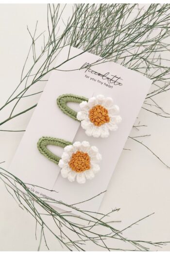 Miccolatte Baby and Children’s Hand-Knitted Bud Embroidered Daisy Snap Clip Set of 2