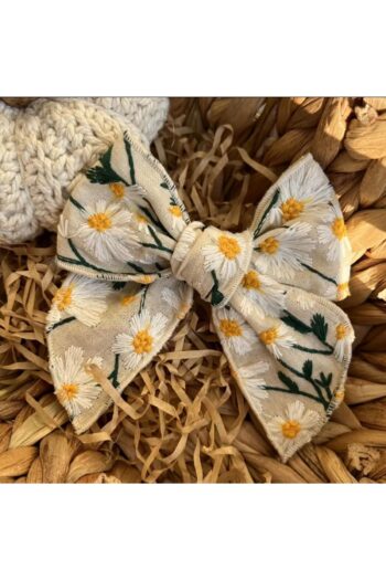 Dizzying Daisy Embroidered Linen Bow Ribbon Hairpin