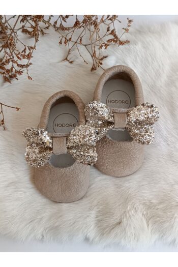 Hodore Alice Stone Milk Coffee Genuine Leather Baby Moccasin Slippers