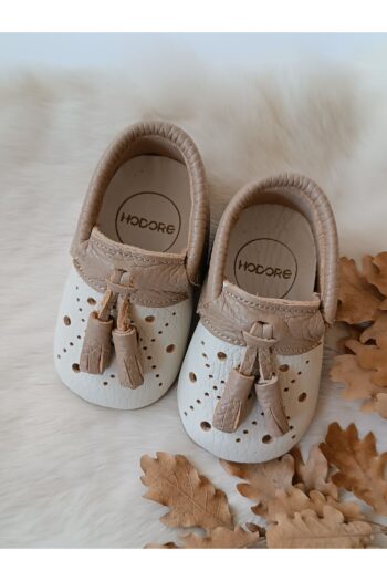 Hodore Axel Cream Coffee Genuine Leather Baby Moccasins