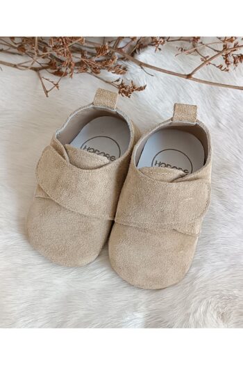 Hodore Suede Beige Genuine Leather Velcro Baby Shoes