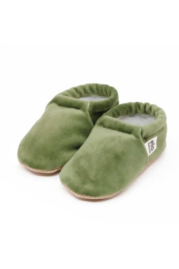 Ella Bonna Non-Slip Sole, Velvet Baby Slippers, Home Boot Slippers, Nursery Shoes, Green Slippers