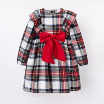 DAKOTA Red Bow Detail Checked Ruffled Dress