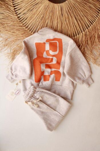 Orange Back Printed Children's Tracksuit Set