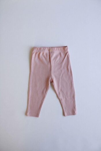 Rose Pink Ribbed Baby Leggings