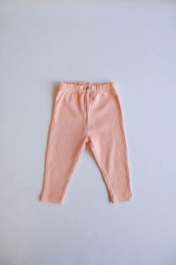 Peach Ribbed Baby Leggings