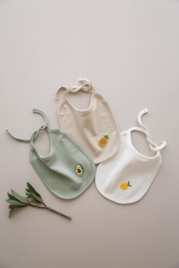 3-Piece Piped Baby Bib Set 0-3 Months Model 3