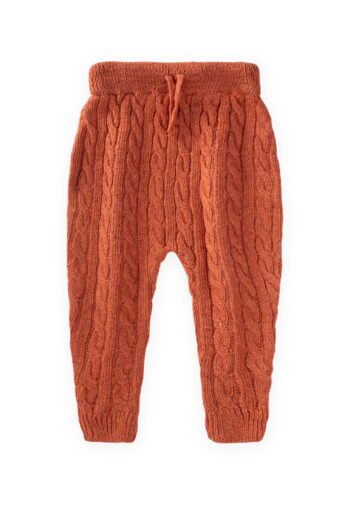 Braided Knit Pants for Ages 1-5 in Terracotta