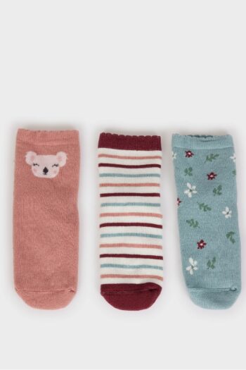 Non-Slip Sole 3-Pack Cotton Long Socks for Baby Girls