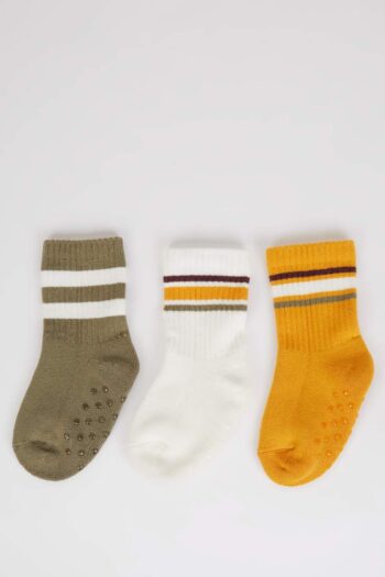 Men's Baby Non-Slip Sole 3-Pack Cotton Long Socks
