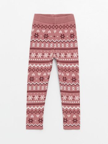 LCW Kids PINK BELTED PATTERNED GIRLS' LEGGINGS