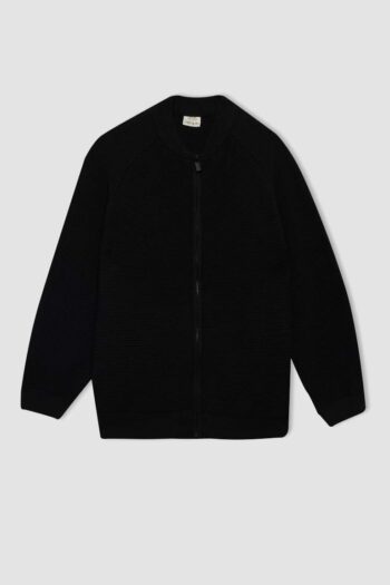 Boys' Basic Knit Half Turtleneck Zip-up Sweater