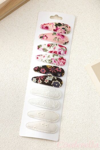 Cinderella 10-Piece Special Series Embroidered Floral Hair Clip Set - Girl Baby Snap Hair Clip Model-2