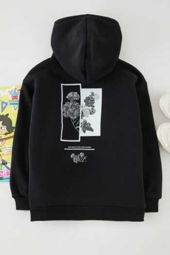 TRENDYOLKIDS Black Boys Plain Knitted Mini Me Sweatshirt TKDAW25SW00117