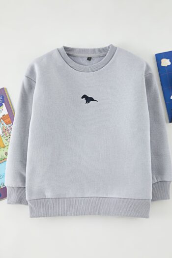 TRENDYOLKIDS Gray Printed Knit Sweatshirt TKDAW25SW00119