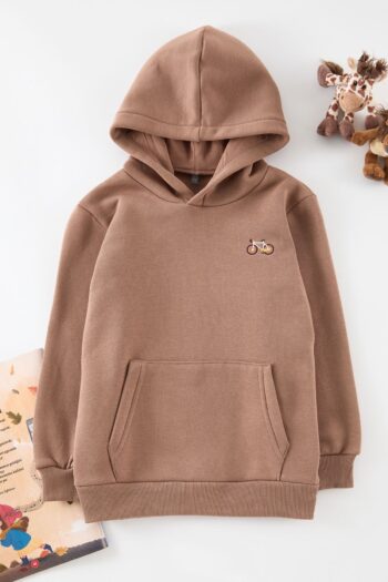 TRENDYOLKIDS Brown Unisex Printed Knit Mini Me Sweatshirt TKDAW25SW00077