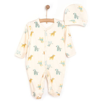 Newborn Zebra Print Baby Boy Romper-Hat