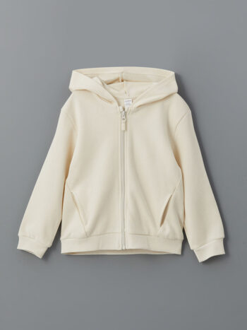 LCW Kids                                             Beig Hooded Zip-Up Sweatshirt for Boys