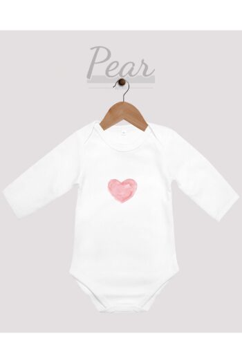 Pear Wear 100% Cotton Pink Heart Printed Baby Bodysuit with Snap Closure for Girls 1 Month, 3 Months, 6 Months, 9 Months