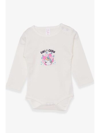 Breeze Baby Girl Snap Closure Bodysuit with Printed Unicorn in Cream (9 Months - 3 Years)