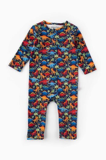 Boumini Baby Long Sleeve Snapsuit with Dinosaur Print