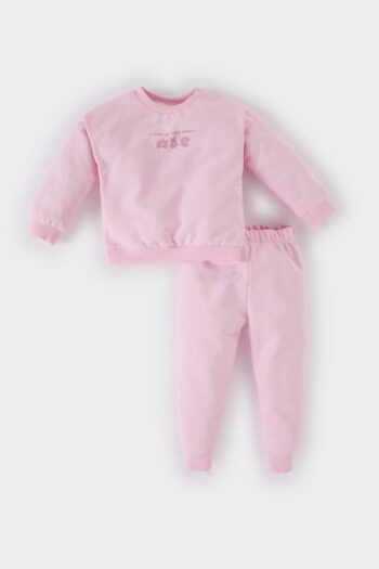 Girl's 2-Piece Set with Bicycle Neck Flower Print Sweatshirt and Elastic Waist Jogger Pants