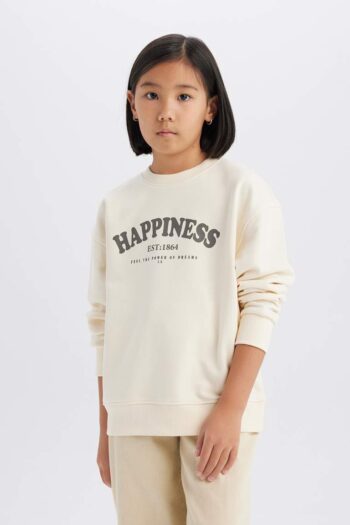 Girl's Relax Fit Printed Crew Neck Sweatshirt