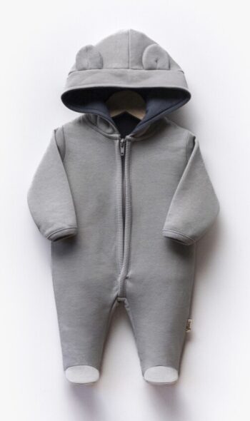 Hooded 100% Cotton Zip-Up Jumpsuit