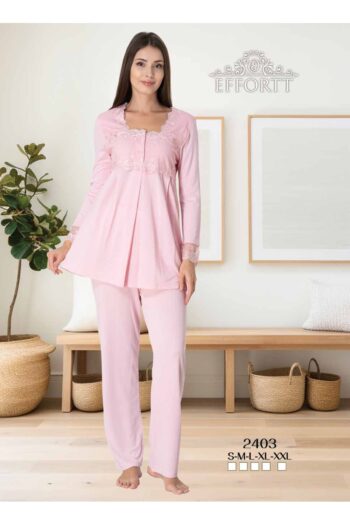 Maison Mila Effortt Women's Lace Detail Maternity and Nursing Pajama Set