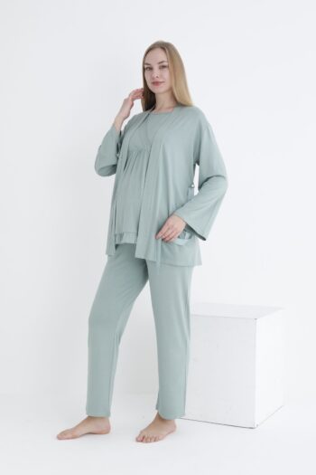 Miss Dünya Lissa Pajama Set for Nursing and Maternity with Ruffle Details and Short Sleeves