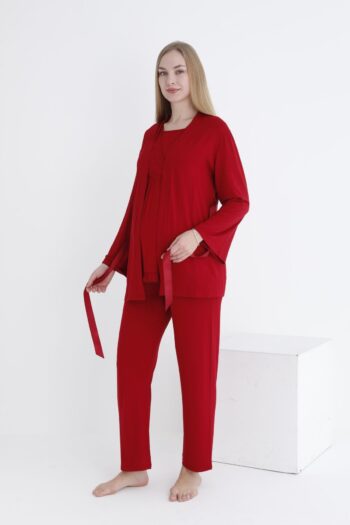 Miss World Lissa Short Sleeve Nursing-Friendly Maternity and Postpartum Pajama Set with Ruffle Details