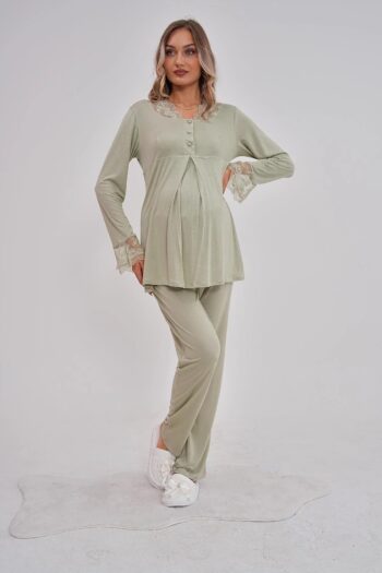 Lace Maternity Postpartum Pajama Set by İGP