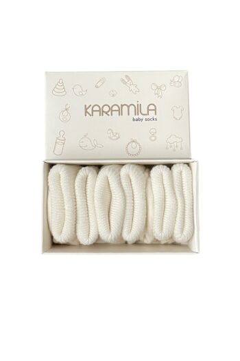KARAMİLA 3-Piece Baby Bamboo Socks Set - Newborn Socks White