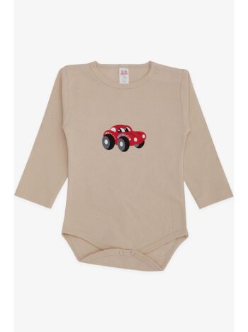 Breeze Baby Boy Snapsuit with Car Print Beige (9 Months - 1.5 Years)