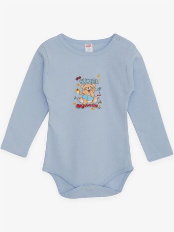 Breeze Boy's Baby Snapsuit with Cute Kitten Print in Light Blue (9 Months - 3 Years)
