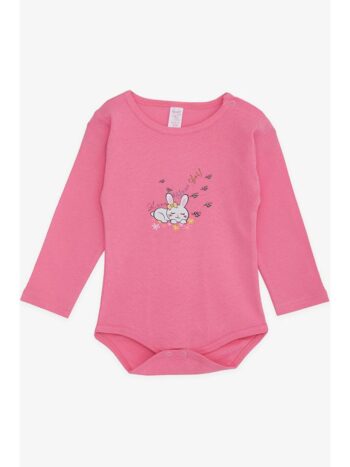 Breeze Baby Girl Snap Bodysuit with Sleeping Bunny Print Pink (9 Months - 3 Years)